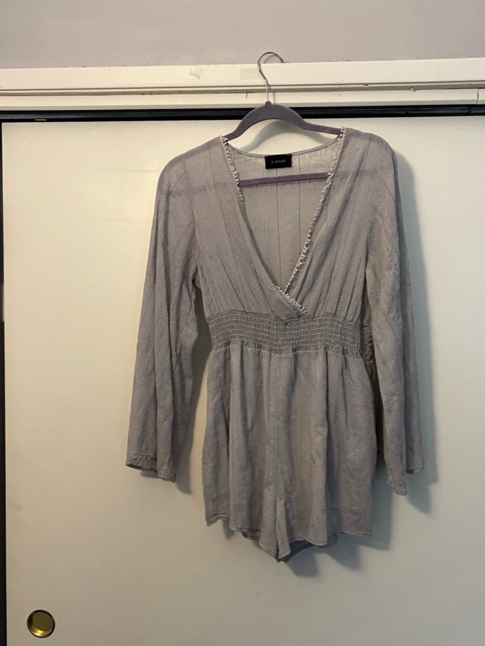 Lush Gray Long Sleeve Romper